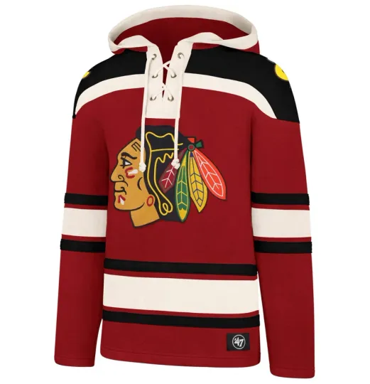 Discover Chicago Blackhawks '47 Brand Red Superior Lacer Pullover Hoodie
