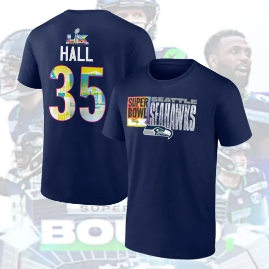 Discover Tyler Hall #35 Seattle Seahawkss Super B.owl LX Name and Number - Size S to 5XL