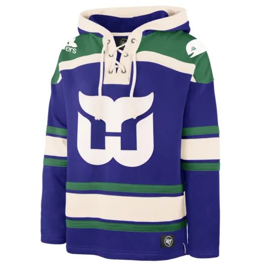Discover Hartford Whalers '47 Brand Blue Superior Lacer Pullover Hoodie