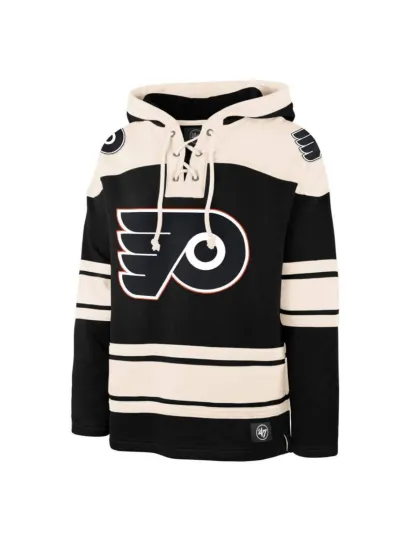 Discover Philadelphia Flyers '47 Brand Black Superior Lacer Pullover Hoodie