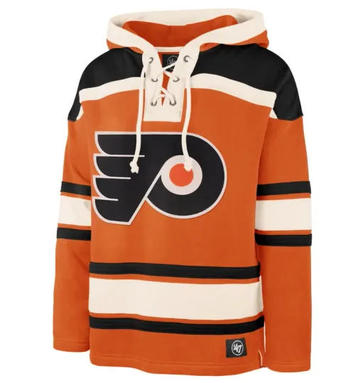 Discover Philadelphia Flyers '47 Brand Orange Superior Lacer Pullover Hoodie