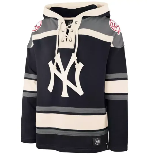 Discover New York Yankees '47 Brand Navy Blue Superior Lacer Pullover Hoodie