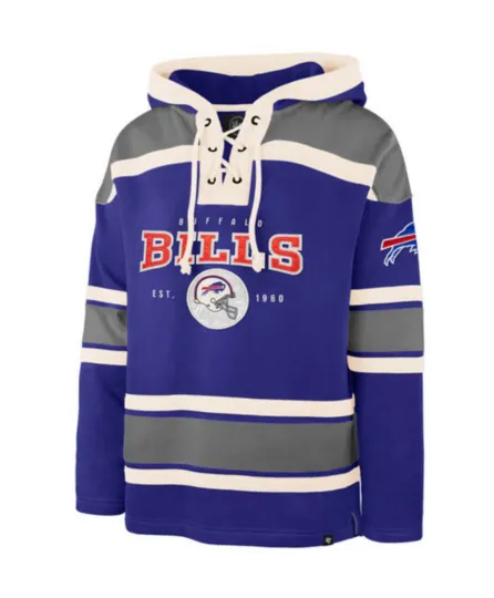 Discover Buffalo Bills '47 Brand Blue First Down Superior Lacer Pullover Hoodie