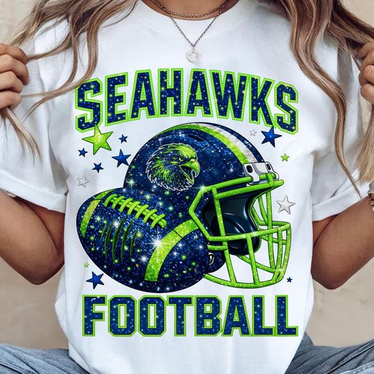 Discover Seahawks Football Sublimation PNG | Glitter Game Day Art | Sports Design for T Shirts & Crafts