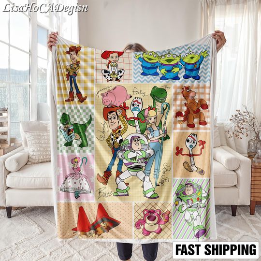 Discover Toy Story Sherpa Fleece Blanket, Buzz & Woody Toy Story Nursery Decor, Gift for Baby, Kids Room Decoration, Baby Shower Present