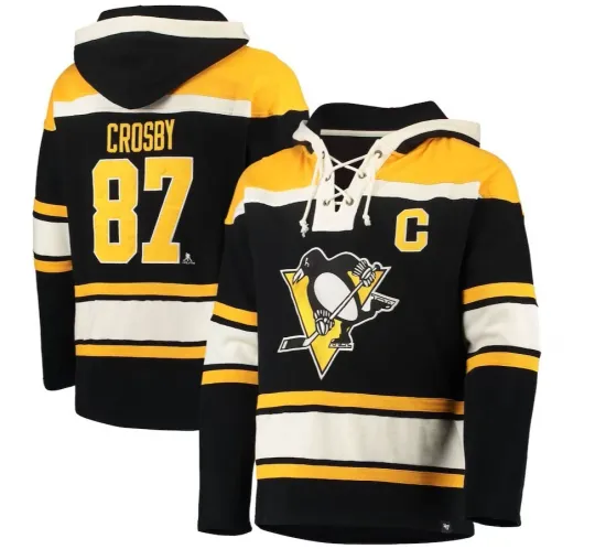 Discover NHL #87 Pittsburgh Penguins '47 Hockey Lacer Hoodie New Mens Big & Tall $150