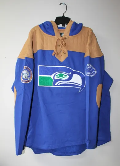 Discover football Seattle old time jersey style mid weight cotton hoodie