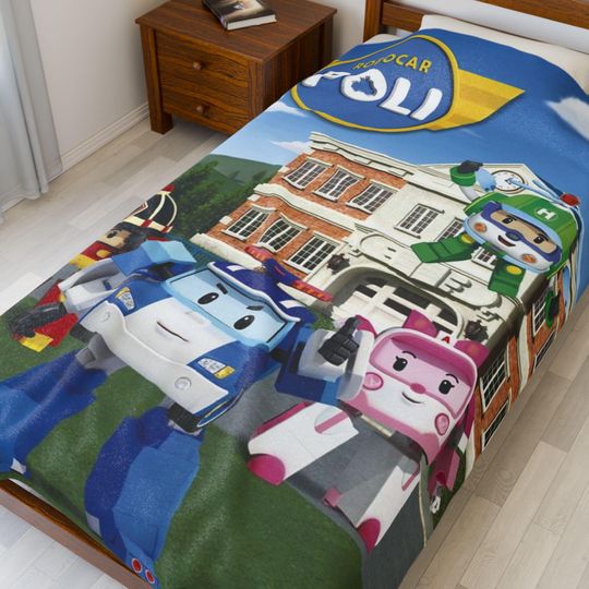 Discover Robocar Poli Blanket, Kids Cartoon Rescue Team