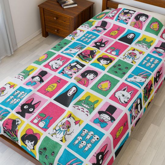 Studio Ghibli Blanket | Spirited Away, Totoro, Kiki Pattern