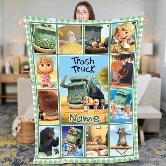 Personalized Trash Truck Blanket, Trash Truck Fleece Blanket, Trash Truck Birthday Gifts, Truck Lover Gift, Birthday Gifts, Gift for Boys