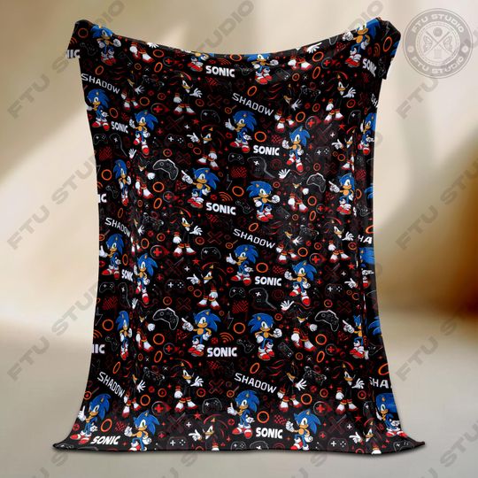 Discover Blue Hedgehog Fleece Blanket: Anime Video Game