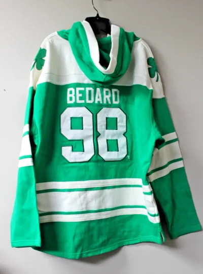 Discover Chicago #98 BEDARD Shamrock Lacer jersey cotton hoodie