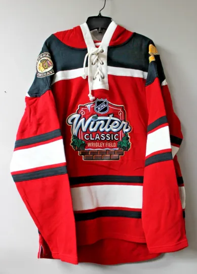 Blackhawkss Bluess 2025 Winter Classic Lacer style cotton hoodie