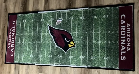 Discover football Arizonna Cardinals Football Field Runner 67.5" x 29.5" NEW Mancave Rug
