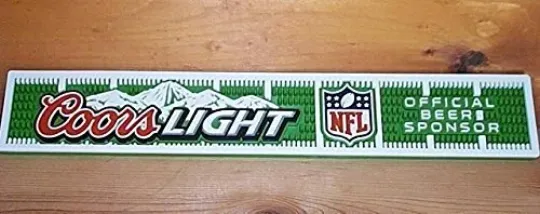 CCOORS LIGHT football FOOTBALL BEER BAR MAT RUNNER RUBBER COASTER