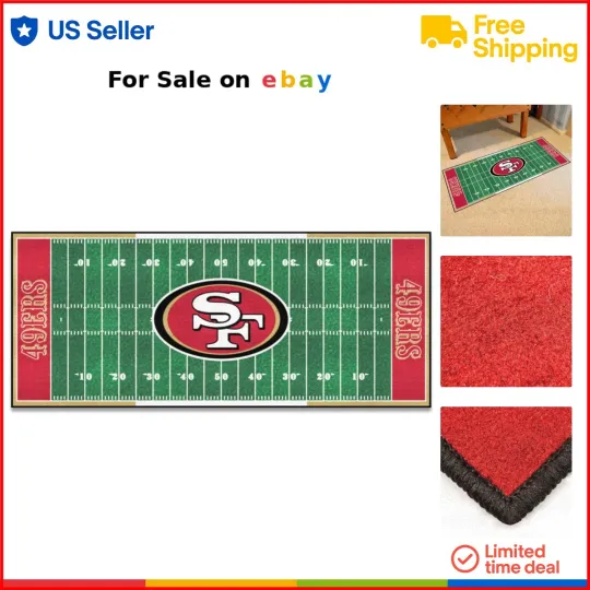 Nylon Football Field Runner 6x8'4" Non-Skid Durable Team Logo Game Room