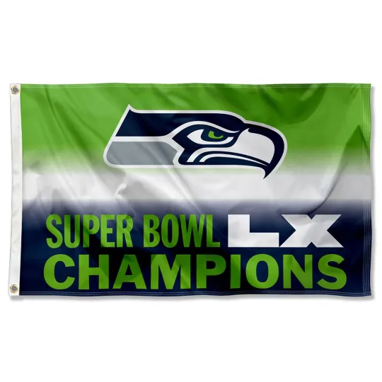 Seattle Seahawks Super Bowl LX Champions Grommet Pole Flag