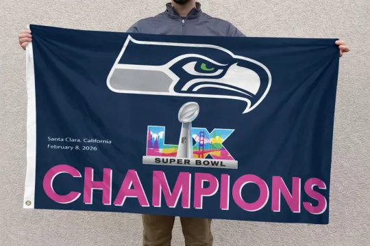 Seattle Seahawks Super Bowl LX Champions Flag Banner 2025 2026