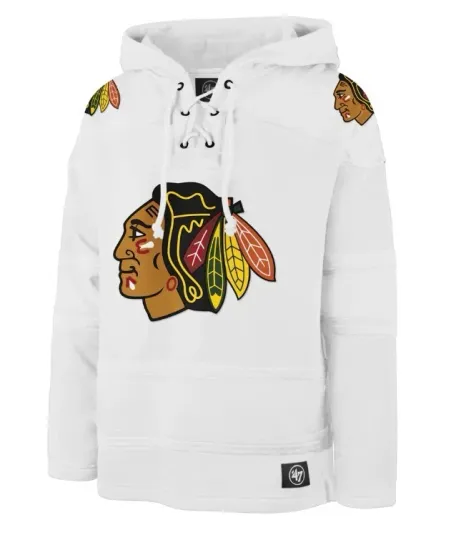 Discover Men's Chicago Blackhawks White Out Jersey Lacer Hoodie