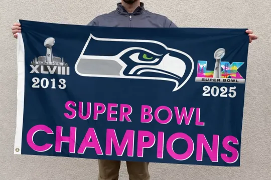 Seattle Seahawks Super Bowl LX Champions Flag