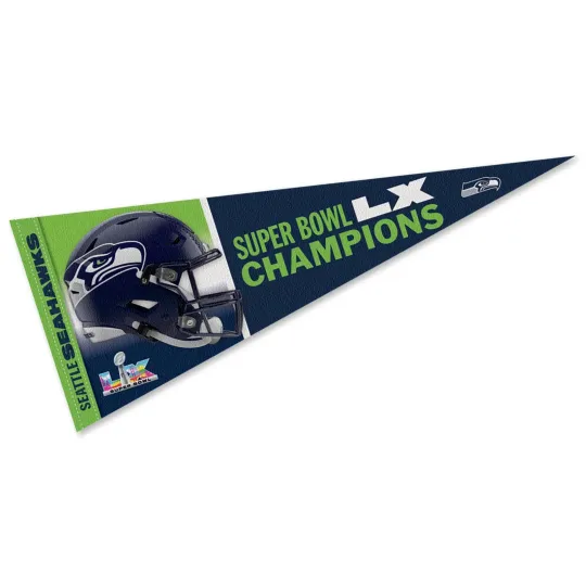 Super Bowl LX Champions Pennant for Seattle Seahawks Flag