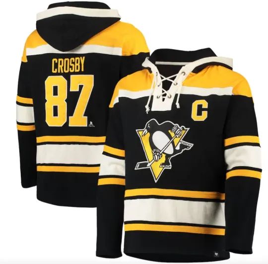 Discover Men's Pittsburgh Penguins Sidney Crosby Black Lacer Pullover Hoodie NHL