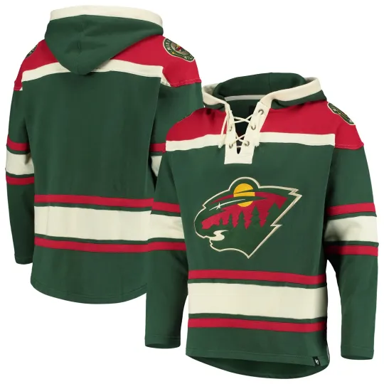 Discover Men's '47  Green Minnesota Wild Hockey Lacer Hoodie