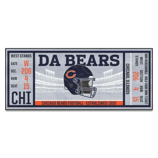 Discover Chicago Bears Runner Mat / Rug Ticket 30"x72"