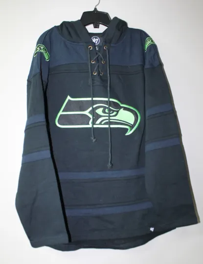 Discover football Seattle old time jersey style mid weight cotton hoodie
