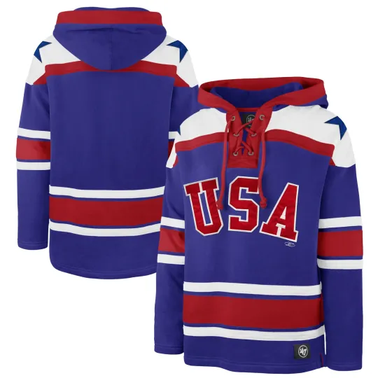 Discover Men's '47 Royal USA Hockey Lacer Hoodie