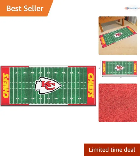 football Nylon Face Football Field Runner 2'6"X6' Team Colors Kansas City Chiefs