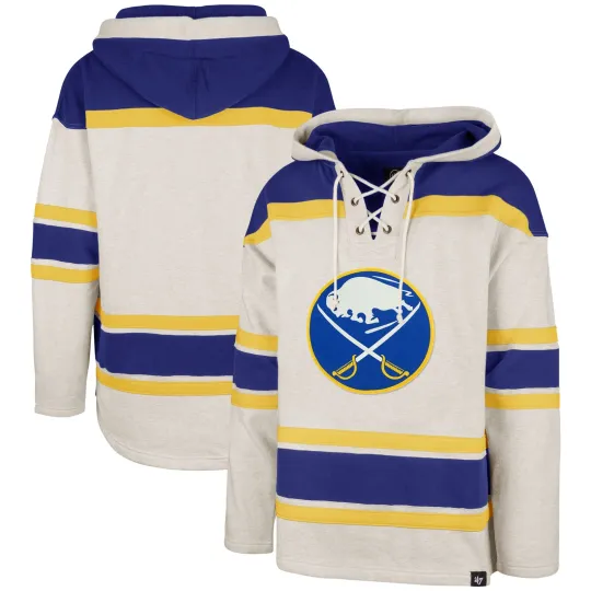 Discover Men's '47  Oatmeal Buffalo Sabres Hockey Lacer Hoodie