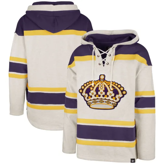 Discover Men's '47  Oatmeal Los Angeles Kings Hockey Lacer Hoodie