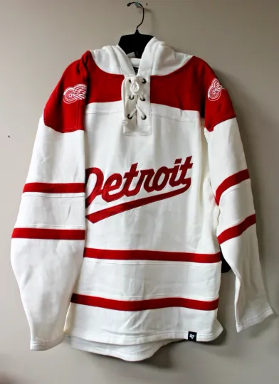 Discover New Detroit lacer old time jersey style mid weight cotton hoodie