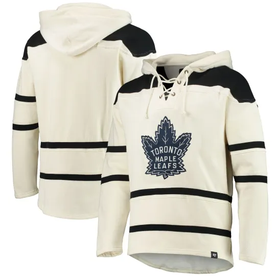 Discover Men's '47 Cream Toronto Maple Leafs Hockey Lacer Hoodie