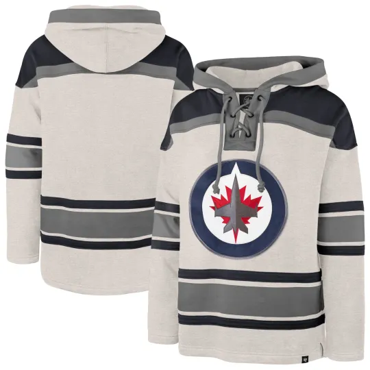 Discover Men's '47 Oatmeal Winnipeg Jets Hockey Lacer Hoodie