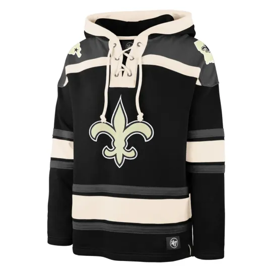 Discover ‘47 Brand New Orleans Saints football Superior Lacer Hockey Pullover Hoodie
