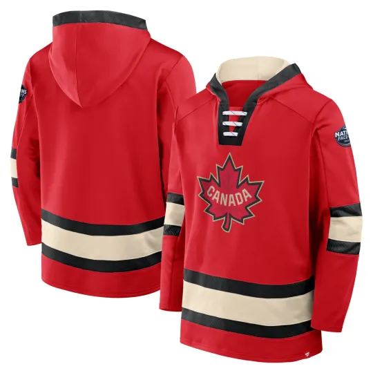 Men's Canada Red 2025 4 Nations Face-Off Lace-Up Pullover Hoodie