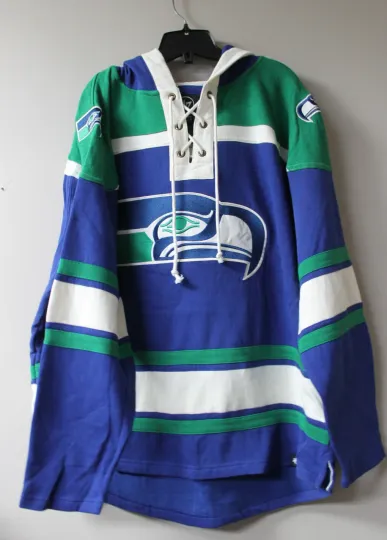 Discover New football Seattle old time jersey style mid weight cotton hoodie