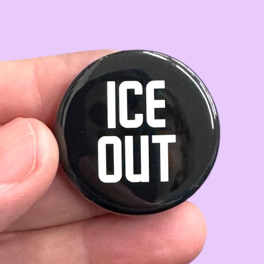 Discover ICE out pinback button
