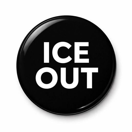 Discover ICE OUT  Black Button / Magnet / Pin