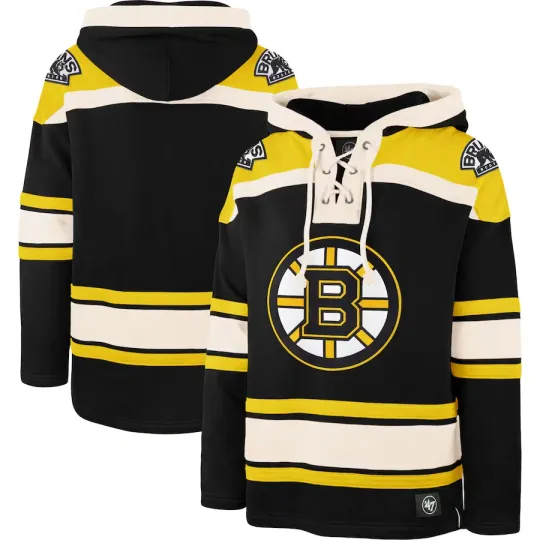 Boston Bruins Mens M Sweatshirt Authentic ‘47 Brand Superior Lacer NWT