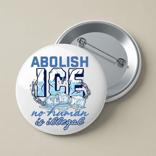 Abolish Ice Pin Button, Protect Democracy Pin Button, ICE out of LA Pin, Anti Maga Protest Pin Button, Anti Trump Pin Button