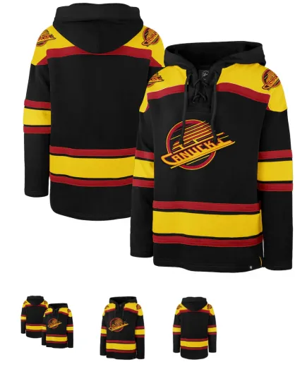 Men's Vancouver Canucks NHL Hockey '47 Brand Heavyweight Jersey Lacer Hoodie Alt