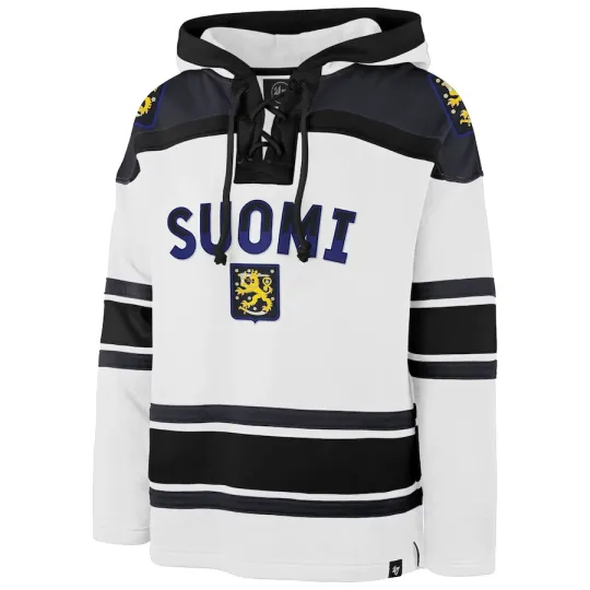Discover Finland '47 2025 4 Nations Face-Off Superior Lacer Pullover Hoodie