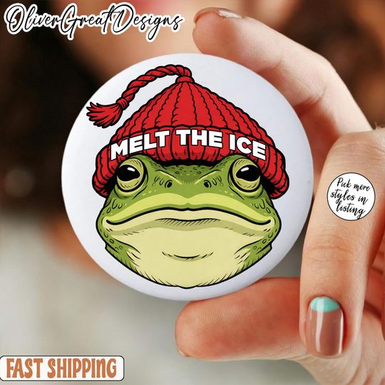 Discover Melt The ICE Frog Pin Button, Anti ICE Red Hat Sticker, Political Protest Pin