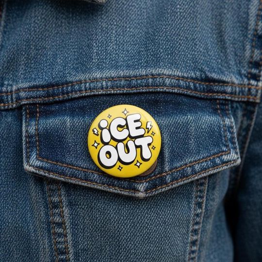 ICE OUT Pin Button | Anti-Ice Agents Protest Pin | No ICE Political Activist for Rallies & Marches | Be Good Pin | Activism Protest Gear
