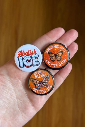 Discover Anti ICE Button Pins | Anti Fascism, No One Is Illegal on Stolen Land, Immigrants Make America Great