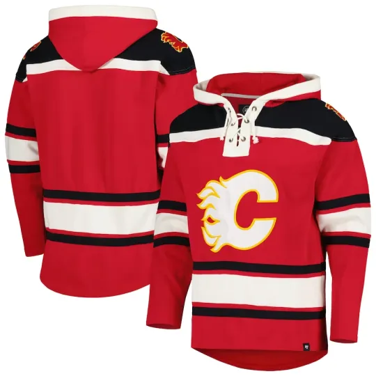 Discover Calgary Flames NHL '47 Brand Superior Red Lacer Men's Hoodie