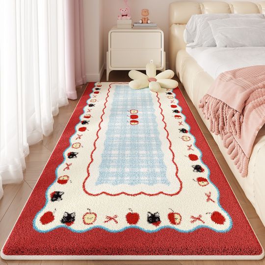 Cartoon Style Living Room Decoration Girl Carpet Thick Plush Rugs for Bedroom Fluffy Soft Bedside Floor Mat Washable Lounge Rug